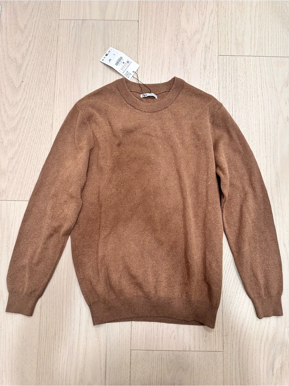 Zara Women's Crewneck Sweater in Camel Brown